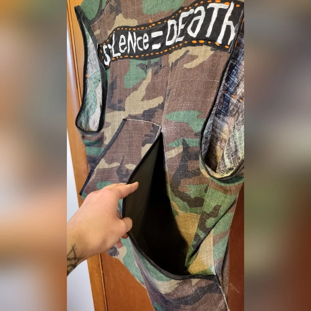 "Silence=Death" Camouflage Trans Rights Vest - Picture 4 of 4